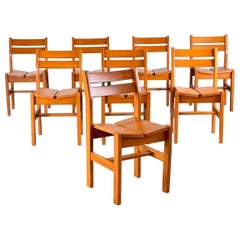 Set di 8 sedie Maison Regain scelte da Charlotte Perriand per Les Arcs, anni '60