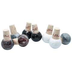 Set of 8 Marble and Cork Wine and Olive Oil Bottles Stoppers