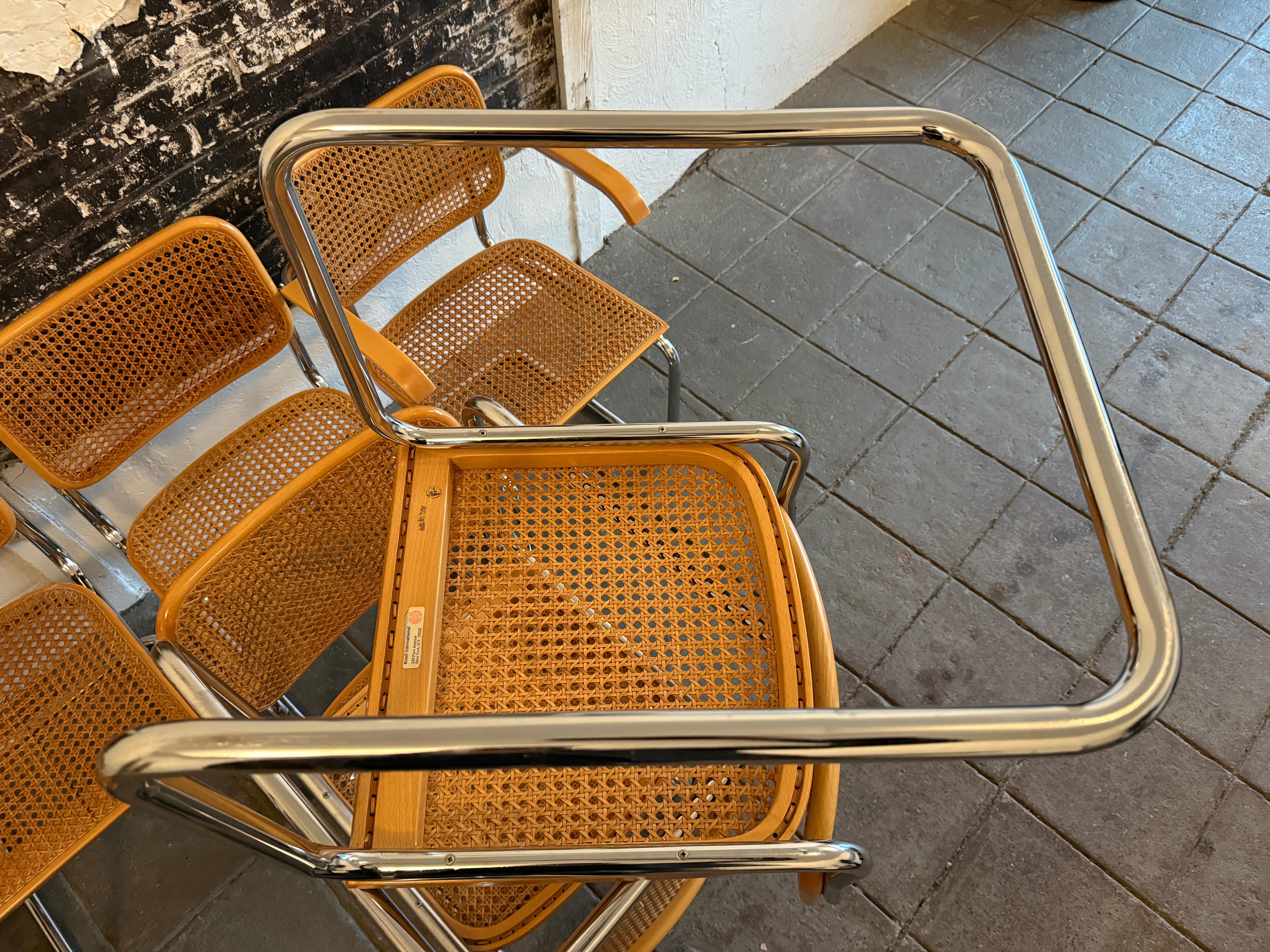 Set di 8 sedie da pranzo Marcel Breuer Cesca Cane Chrome Knoll Gavina Italy in vendita 2