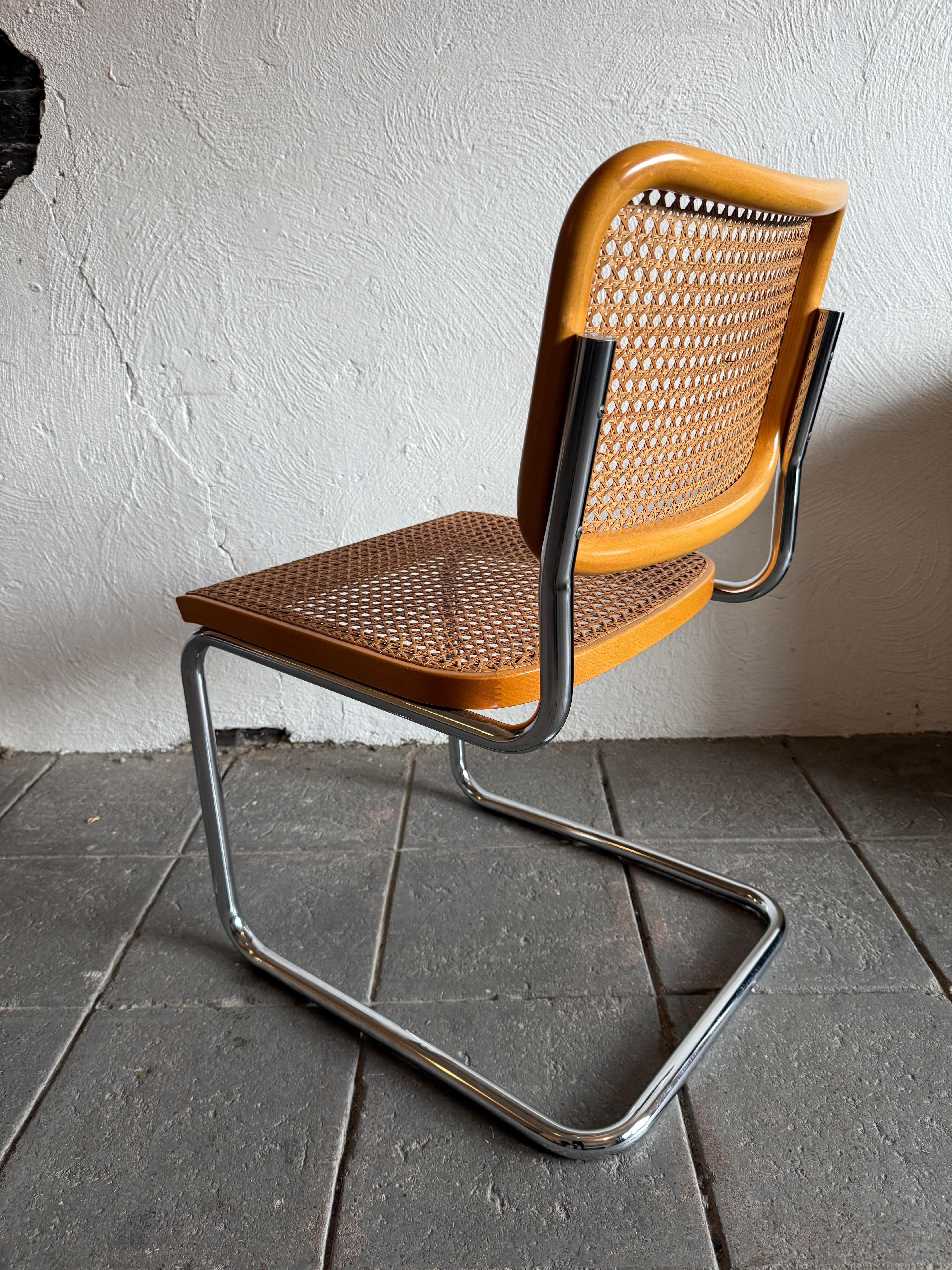 Mid-Century moderno Set di 8 sedie da pranzo Marcel Breuer Cesca Cane Chrome Knoll Gavina Italy in vendita