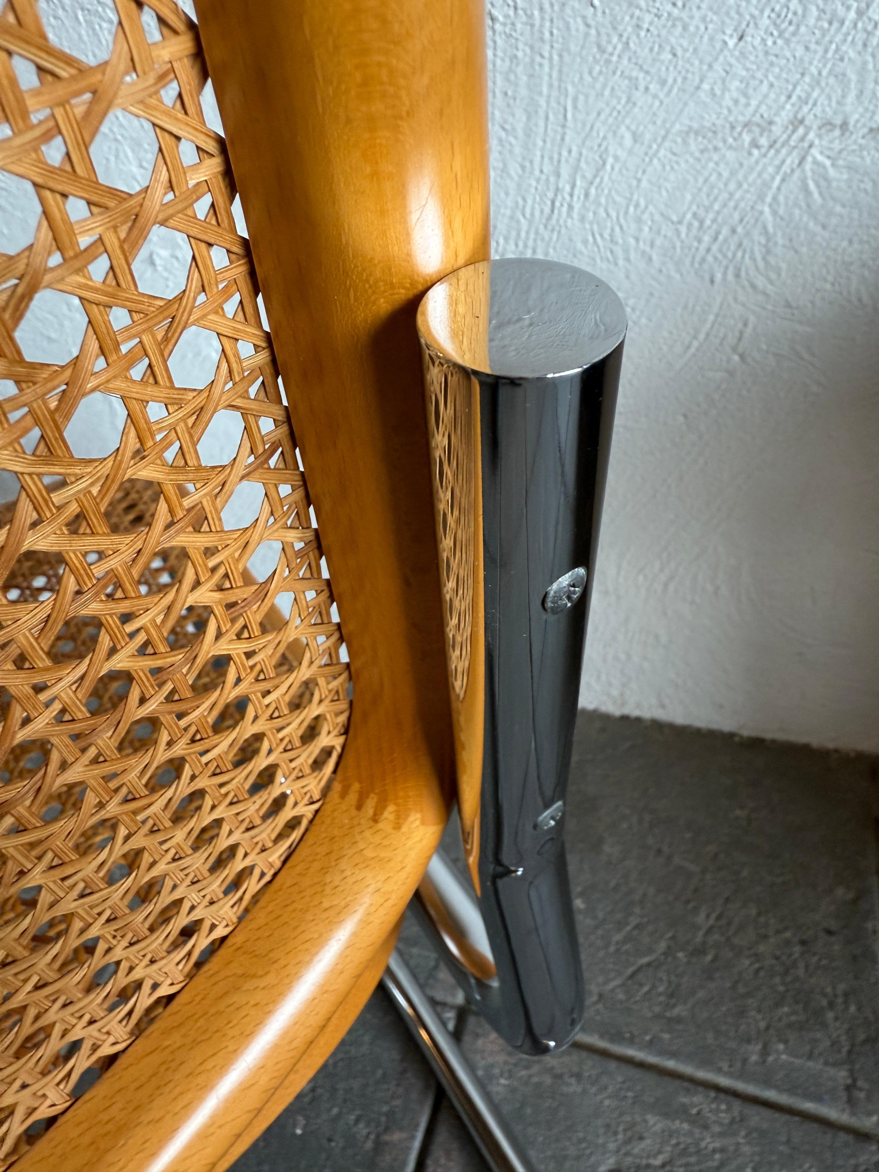 Italiano Set di 8 sedie da pranzo Marcel Breuer Cesca Cane Chrome Knoll Gavina Italy in vendita