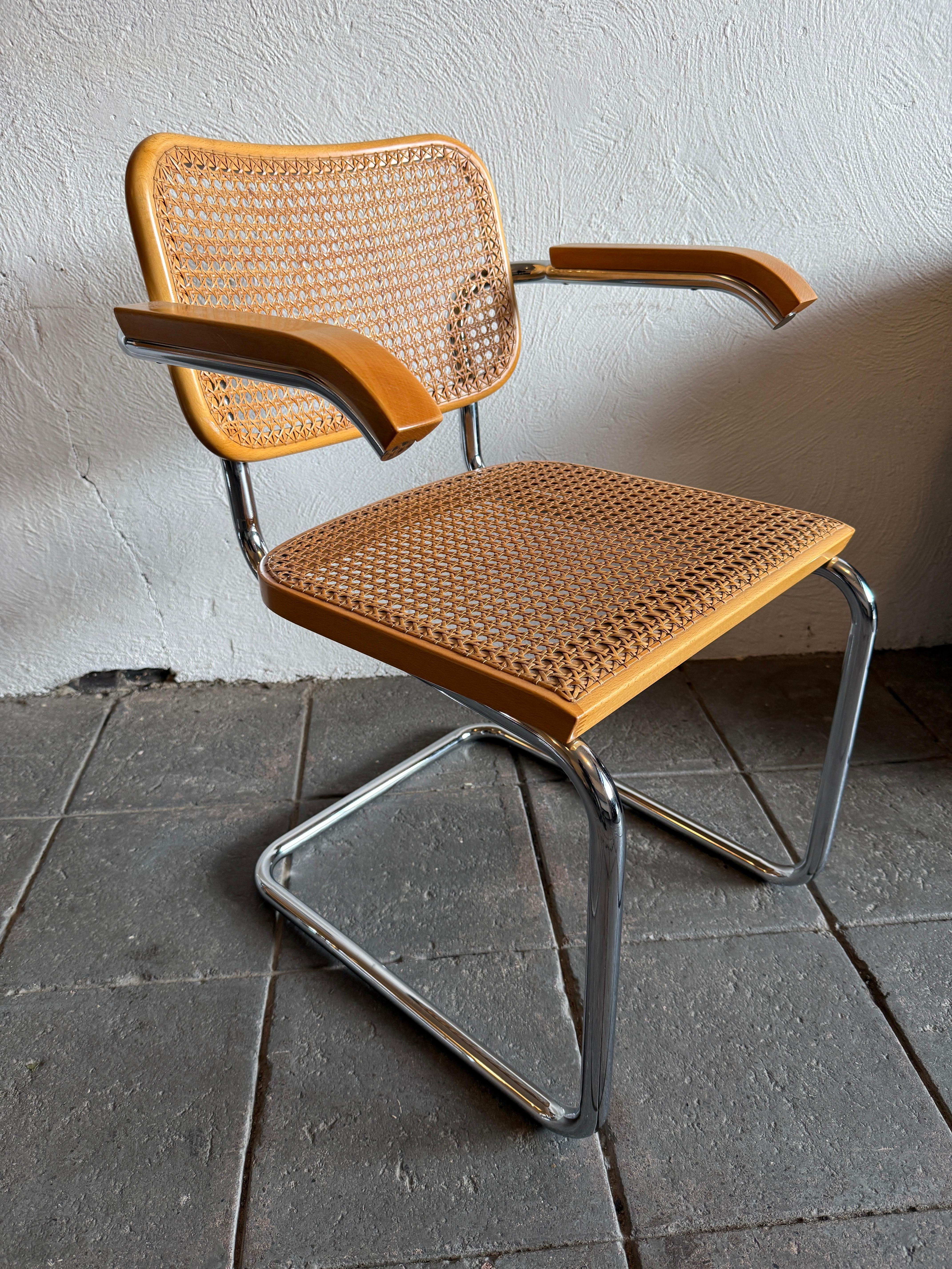 Vimini Set di 8 sedie da pranzo Marcel Breuer Cesca Cane Chrome Knoll Gavina Italy in vendita