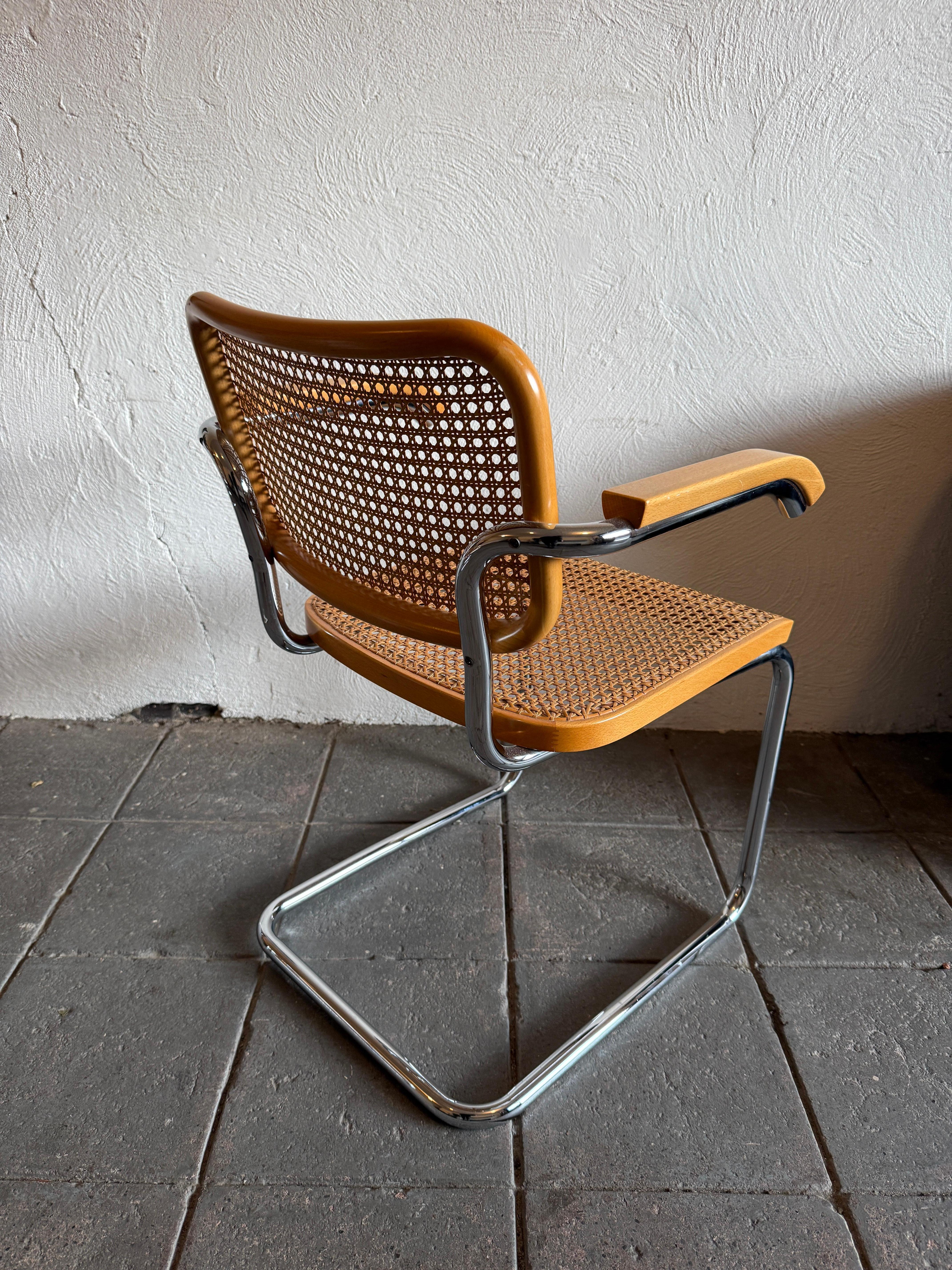 Fine XX secolo Set di 8 sedie da pranzo Marcel Breuer Cesca Cane Chrome Knoll Gavina Italy in vendita