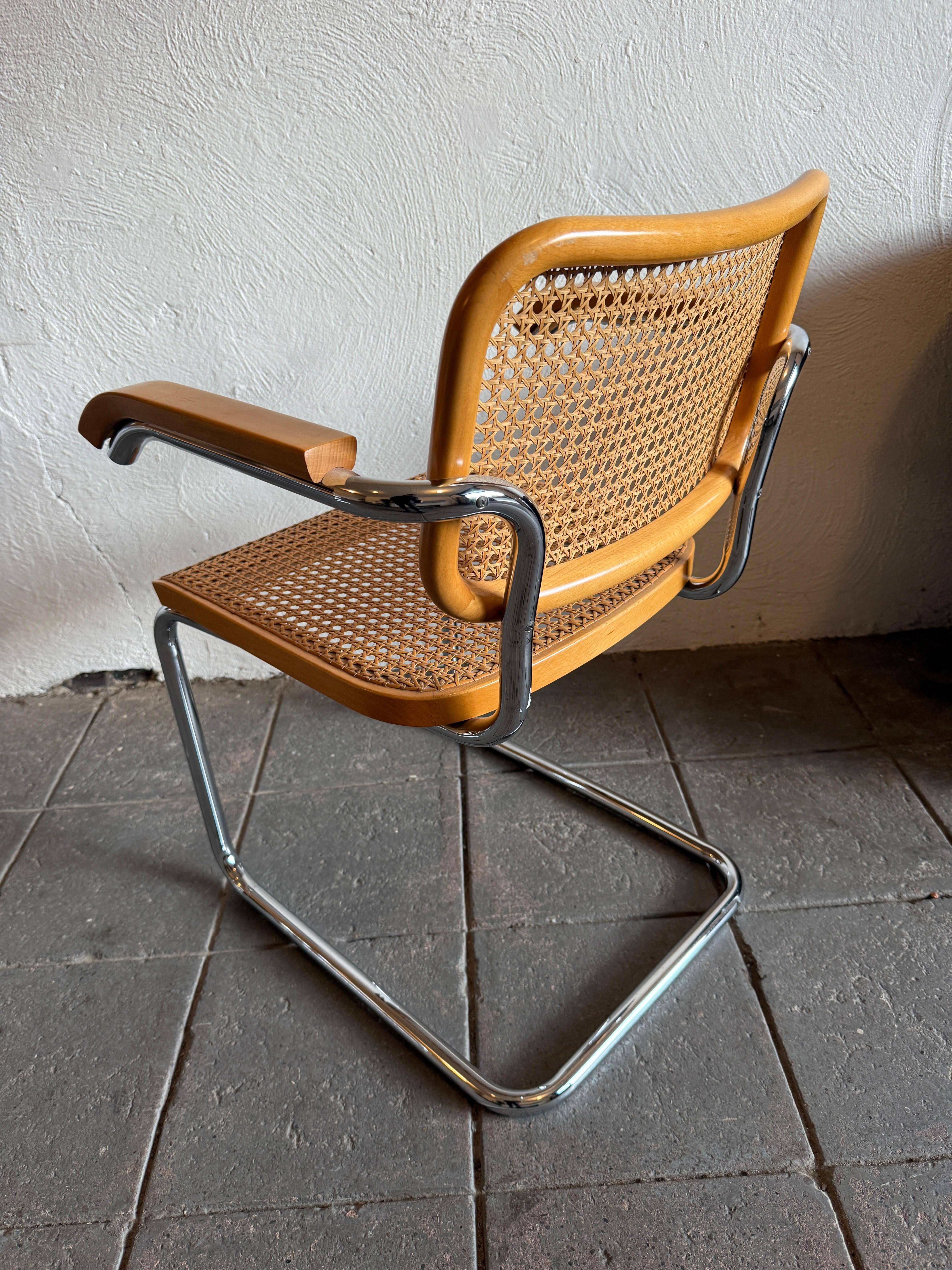 Canna Set di 8 sedie da pranzo Marcel Breuer Cesca Cane Chrome Knoll Gavina Italy in vendita
