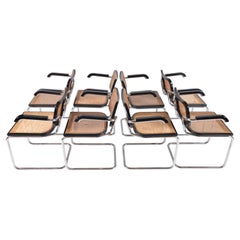 Midcentury Set of 8 Marcel Breuer Cesca Dining Chairs model B64 Italian 1970s