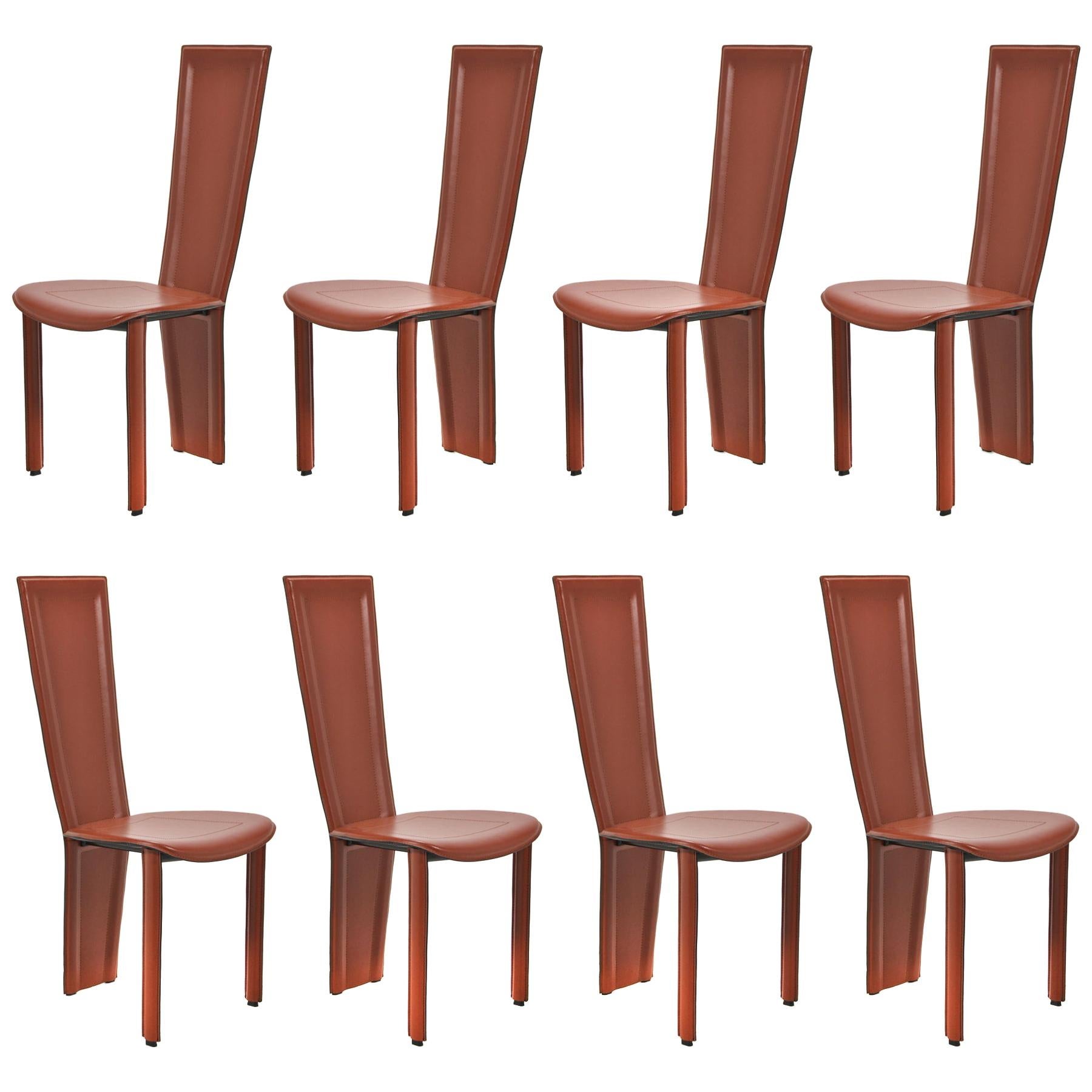 Set of 8 "Marilyn" Italian Post-Modern Leather Chairs