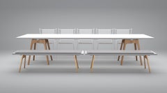 Set of 8 Marina White Dining Table, Benches and Capri Chairs by Cools Collection