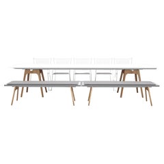 Set of 8 Marina White Dining Table, Benches and Capri Chairs by Cools Collection