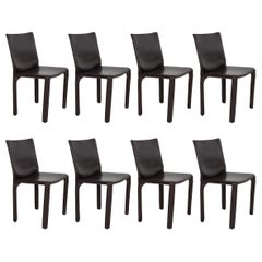 Set of 8 Mario Bellini Dining Chairs in Chocolate Brown