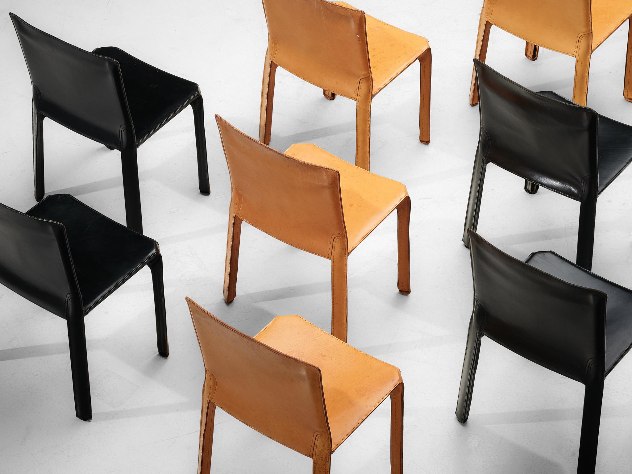 Steel Set of 8 Mario Bellini for Cassina 'Cab' Chairs