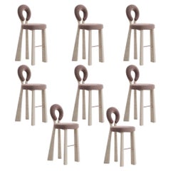 Lot de 8 pieds rembourrés pour chaises de bar « Mary » de la marque Dedar, fabriqués à la main au Portugal par Ottiu