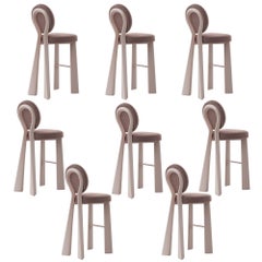 Lot de 8 chaises de bar Mary II en bois ou laquées, Dedar, fabriquées au Portugal par Ottiu