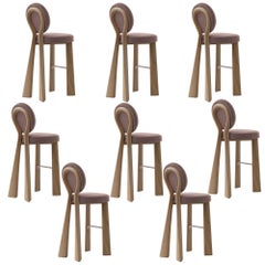 Lot de 8 chaises de bar Mary II en bois ou laquées, Dedar, fabriquées au Portugal par Ottiu