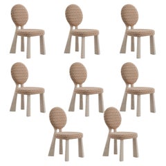 Set of 8 Mary II Dining Chair Upholstered Legs Dedar Made in Portugal By Ottiu