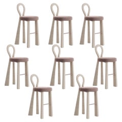 Lot de 8 pieds de chaise de bar Mary III rembourrés Dedar, fabriqués au Portugal par Ottiu