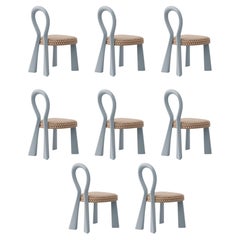 Juego de 8 sillas de comedor «Mary III» de madera lacada de Dedar, fabricadas en Portugal por Ottiu