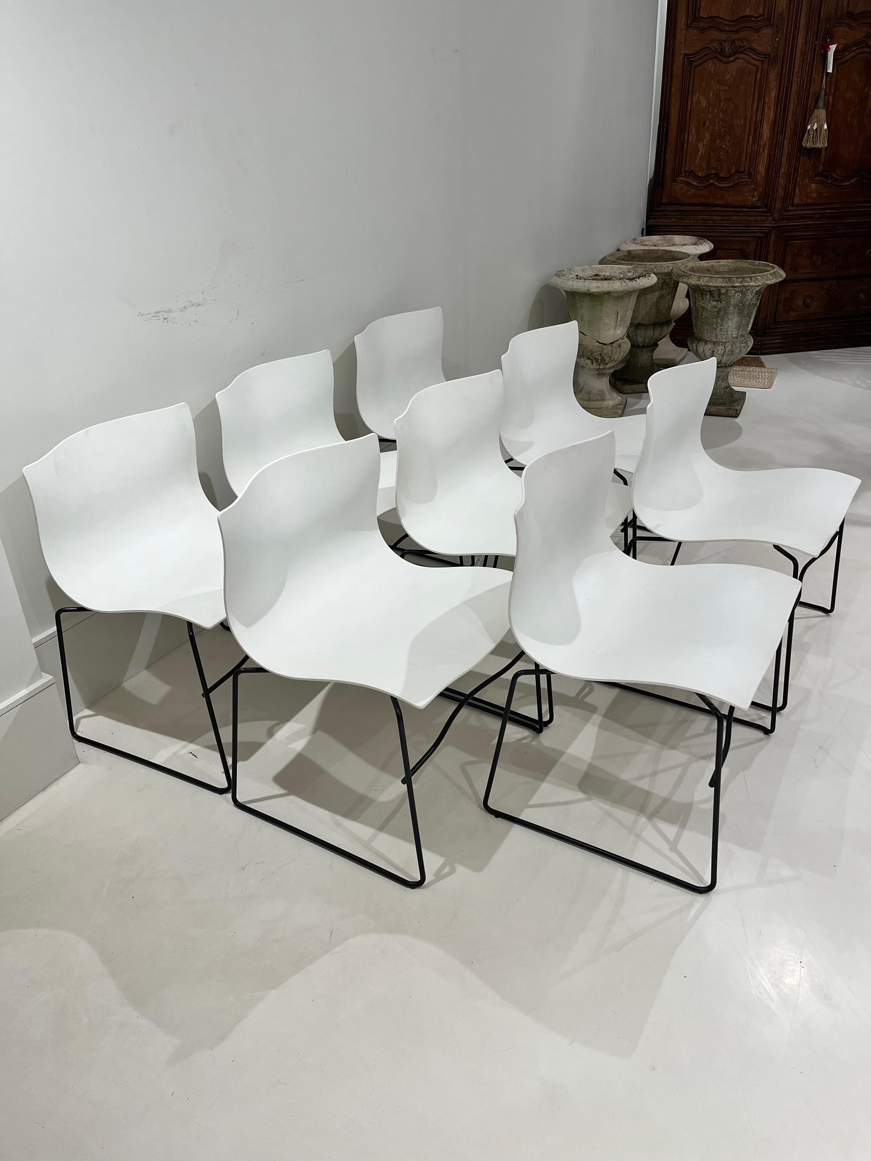 Metal Set of 8 Massimo Vignelli for Knoll Handkerchief Chairs For Sale