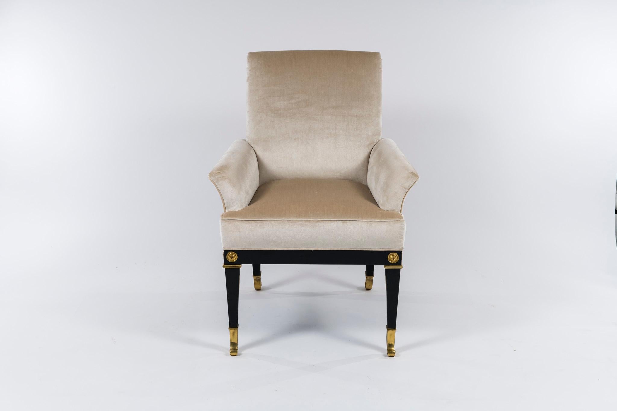 Neoclassical Set of 8 Mastercraft Silk Velvet Dining Chairs For Sale