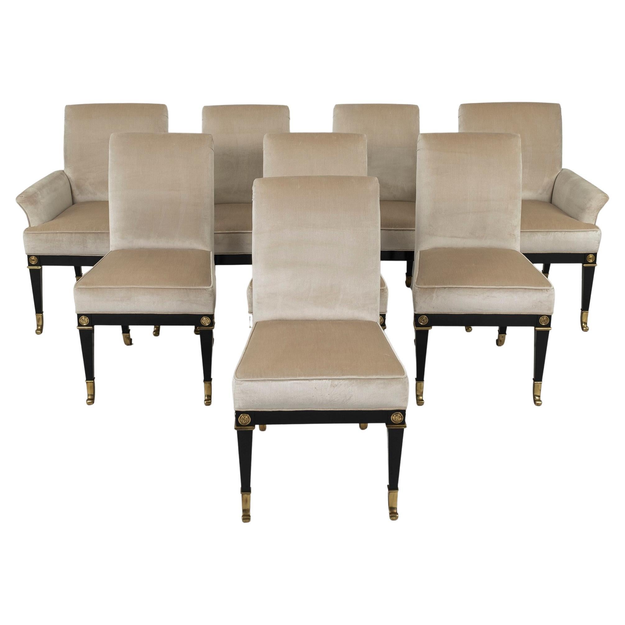 Set of 8 Mastercraft Silk Velvet Dining Chairs