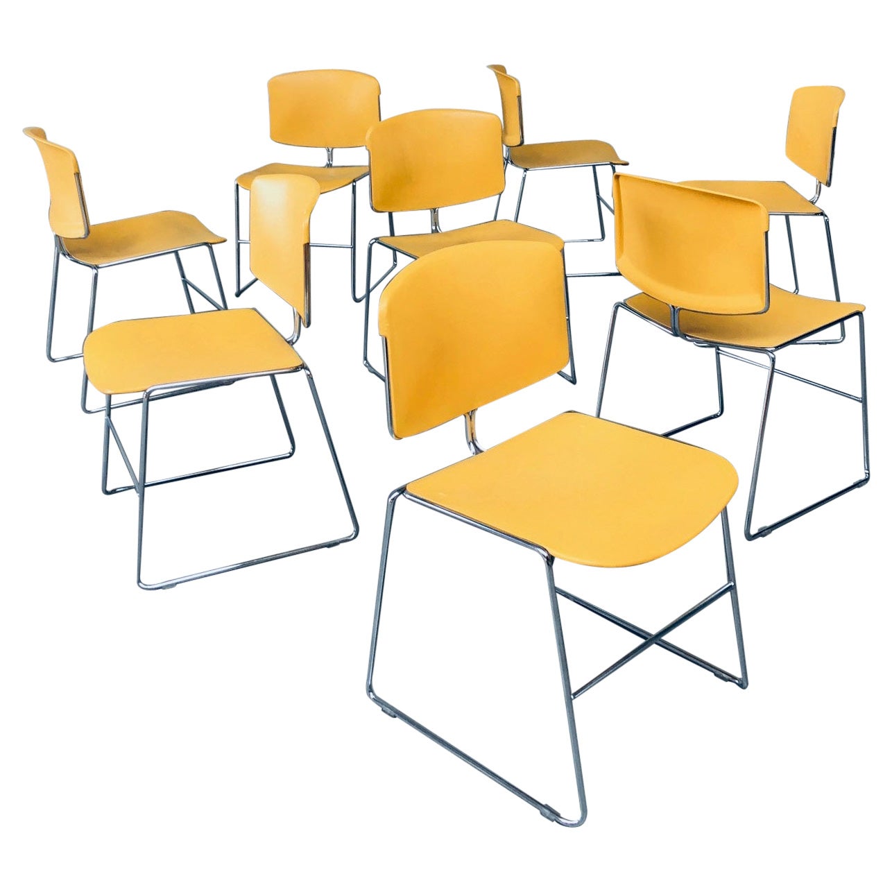 Satz von 8 Max Stacker Konferenz-/Bürostühlen von Steelcase Strafor, Usa 1980

s im Angebot