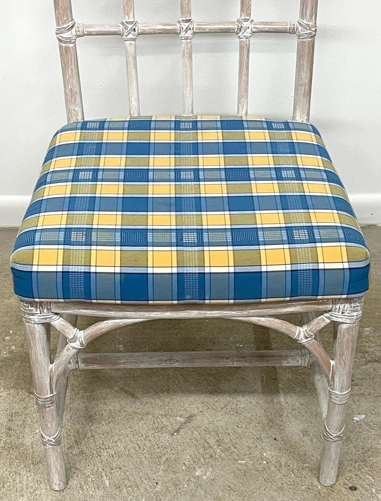 Set of McGuire Bleached Rattan Chinoiserie 'Pagoda' Dining Chairs