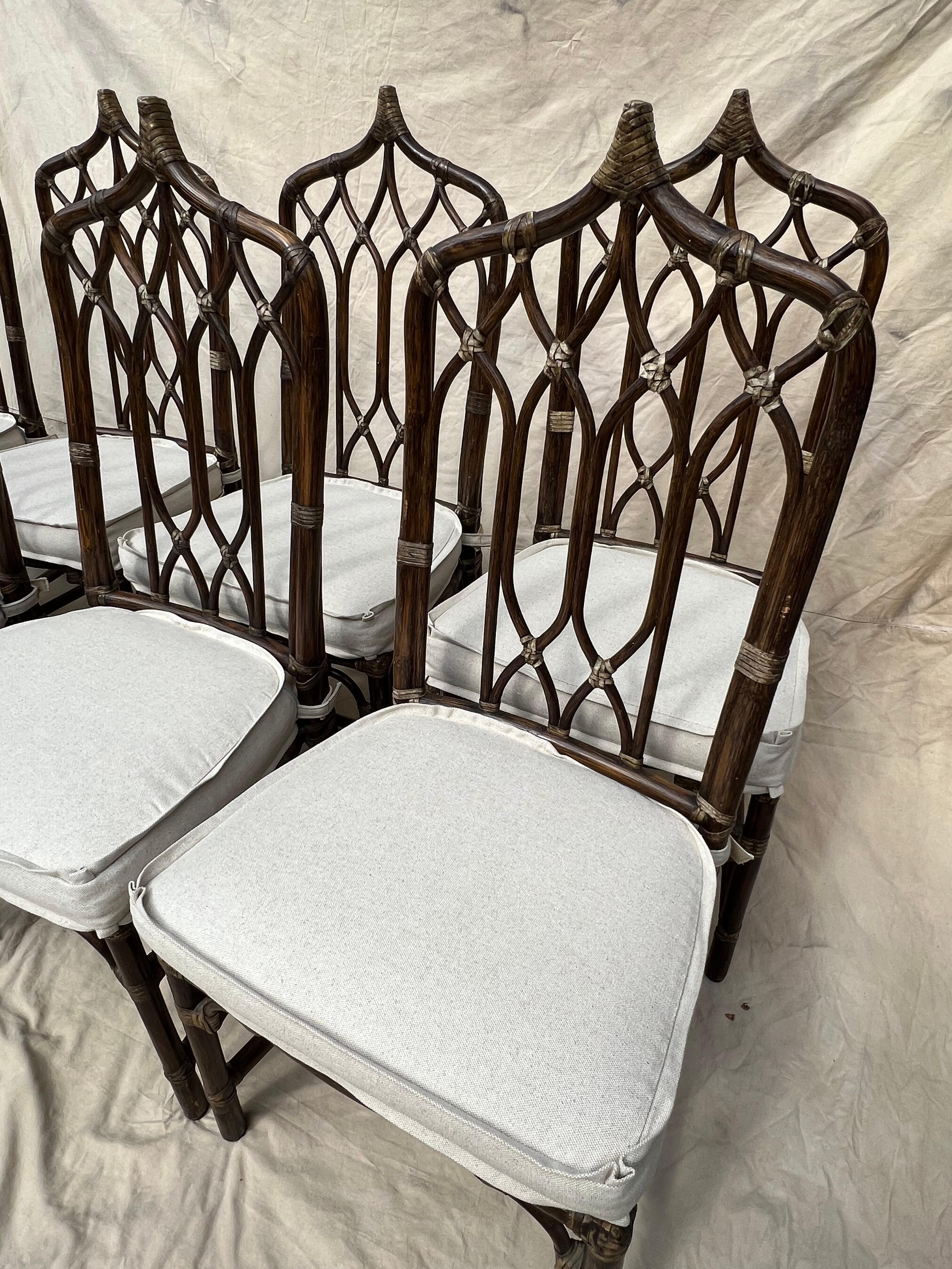 Upholstery Set of 8 McGuire Cathedral Chairs Chairs
