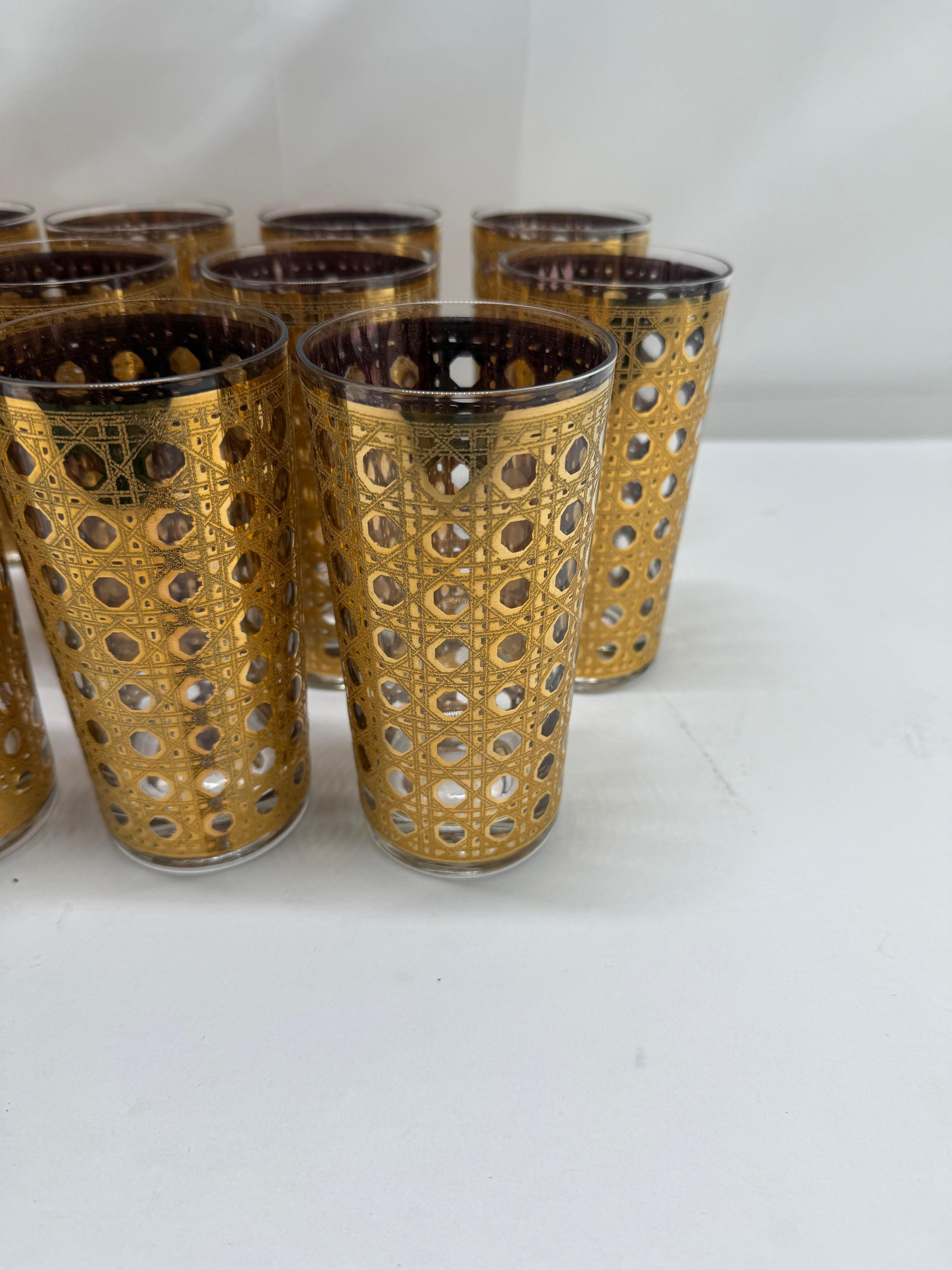 Un ensemble remarquable de verres highball américains du milieu du siècle, conçus par Culver Ltd, New York, dans leur motif emblématique 