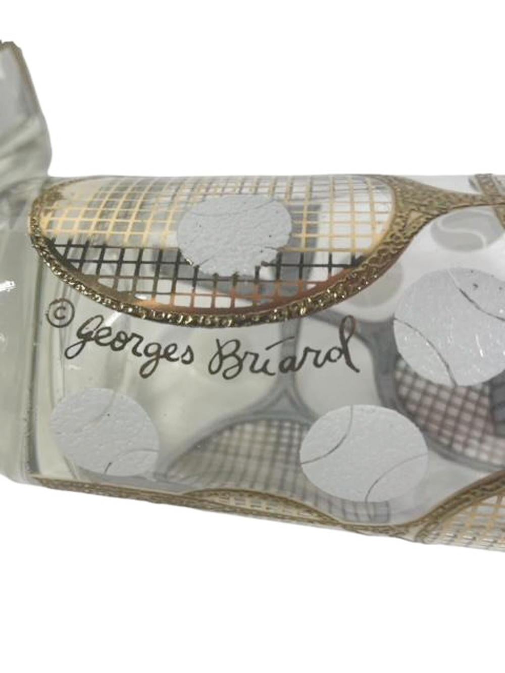 Juego de 8 vasos altos MCM con tema de tenis diseñados por Georges Briard Vidrio en venta