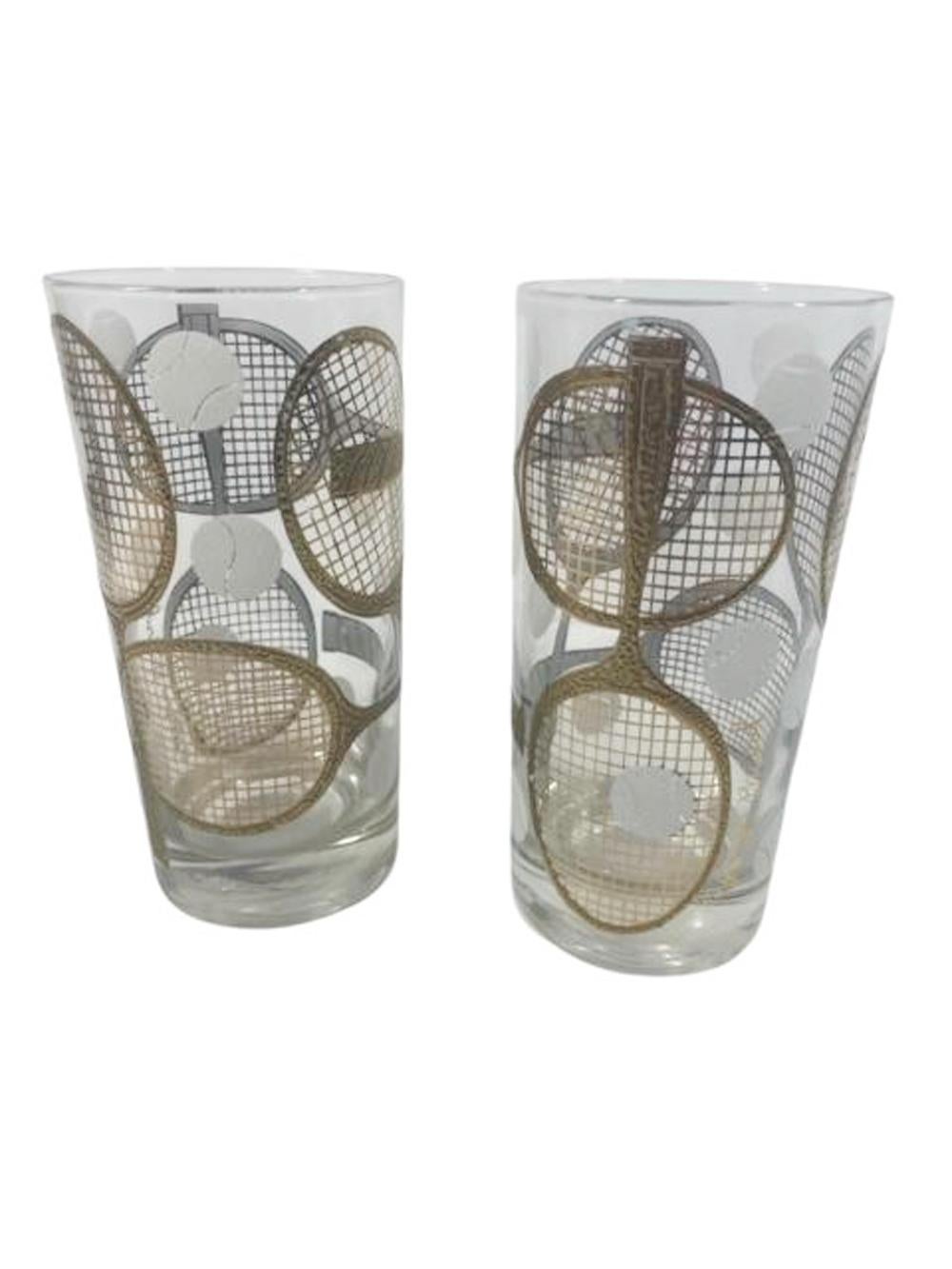 Juego de 8 vasos altos MCM con tema de tenis diseñados por Georges Briard en venta 1