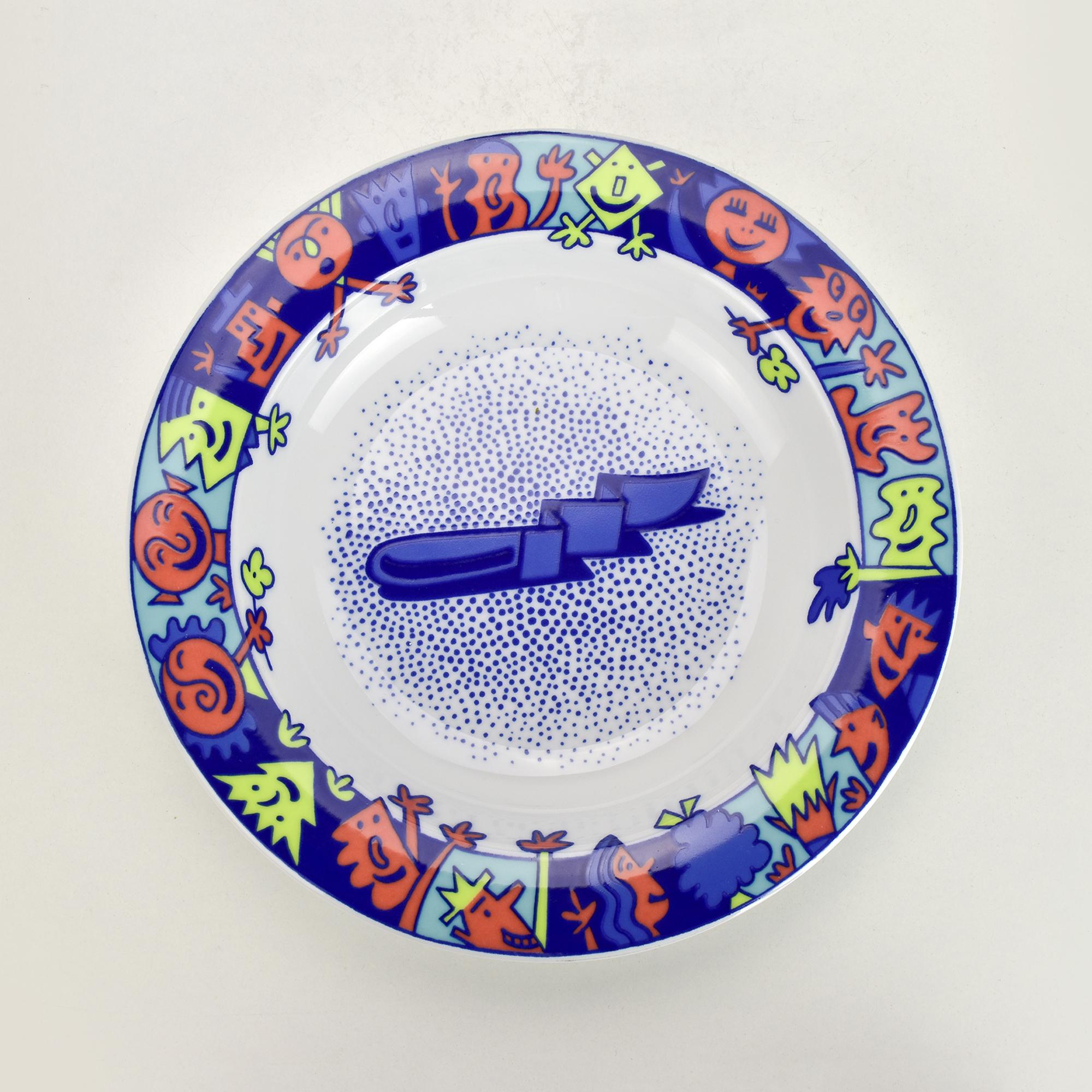 Swiss Set of 8 Memphis Style Pasta & Soup Plates by Bopla Langenthal, 1990s For Sale