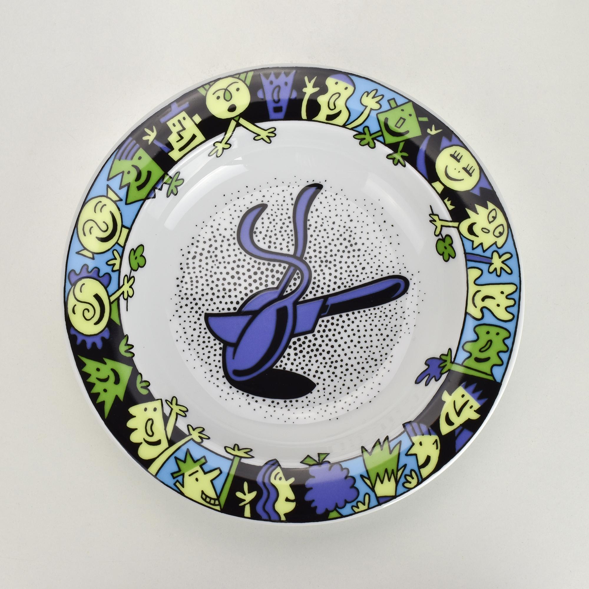 Porcelain Set of 8 Memphis Style Pasta & Soup Plates by Bopla Langenthal, 1990s For Sale