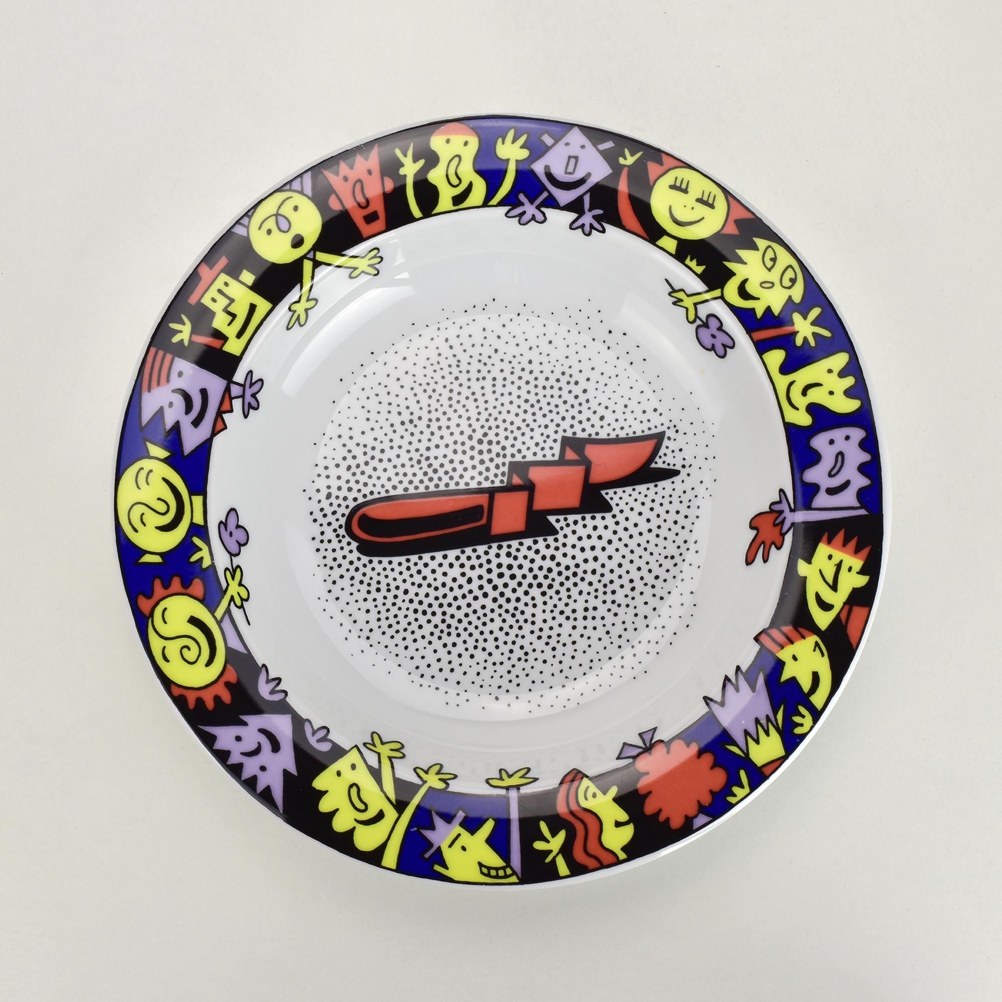 Set of 8 Memphis Style Pasta & Soup Plates by Bopla Langenthal, 1990s For Sale 1