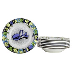 Set of 8 Memphis Style Pasta & Soup Plates by Bopla Langenthal, 1990s