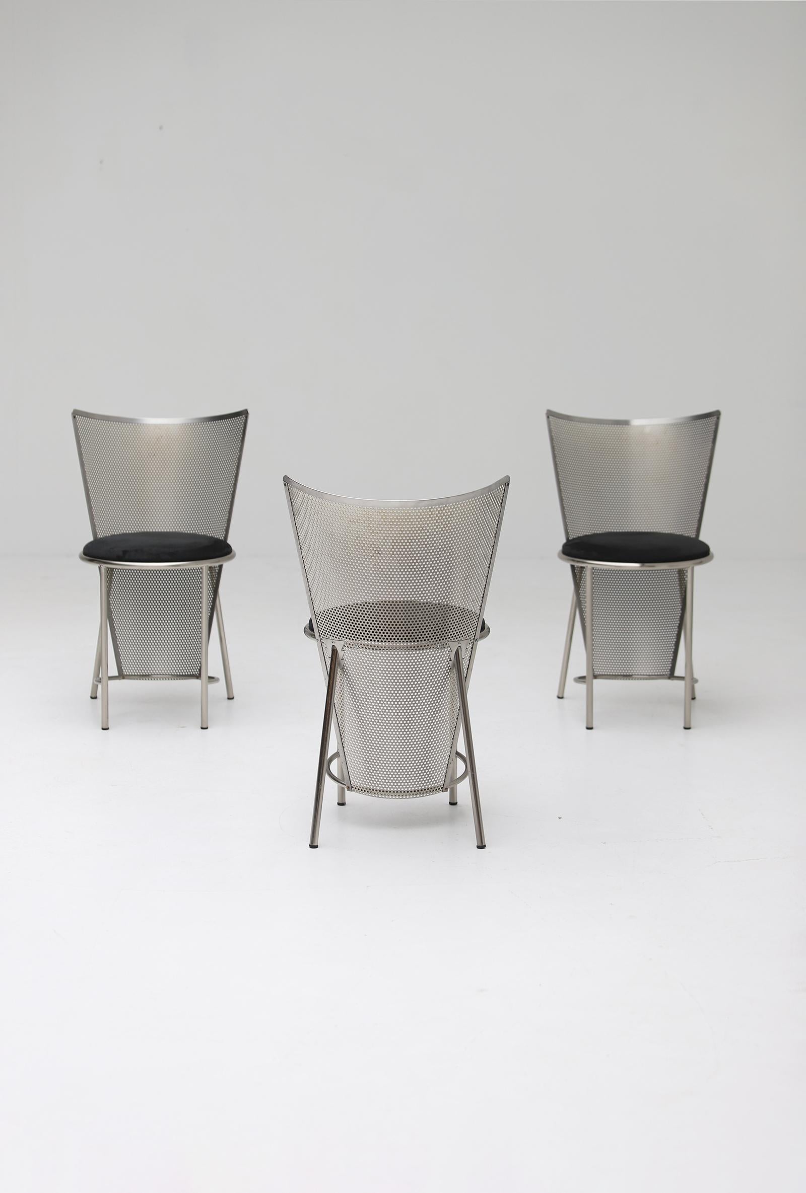 Late 20th Century Set of 8 metal Sevilla chairs by Frans Van Praet for Belgo Chrom 1992