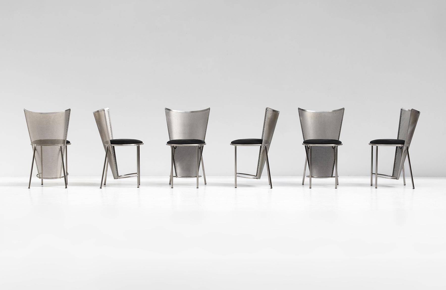 Set of 8 metal Sevilla chairs by Frans Van Praet for Belgo Chrom 1992 1