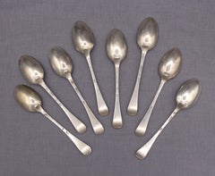 Set of 8 Mid-18th Century Continental Silver Teaspoons