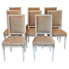 Set of 8 Mid 20th Century French Louis XVI Style Painted Side Chairs Set of 8 Mid 20th Century French Louis XVI Style Painted Side Chairs