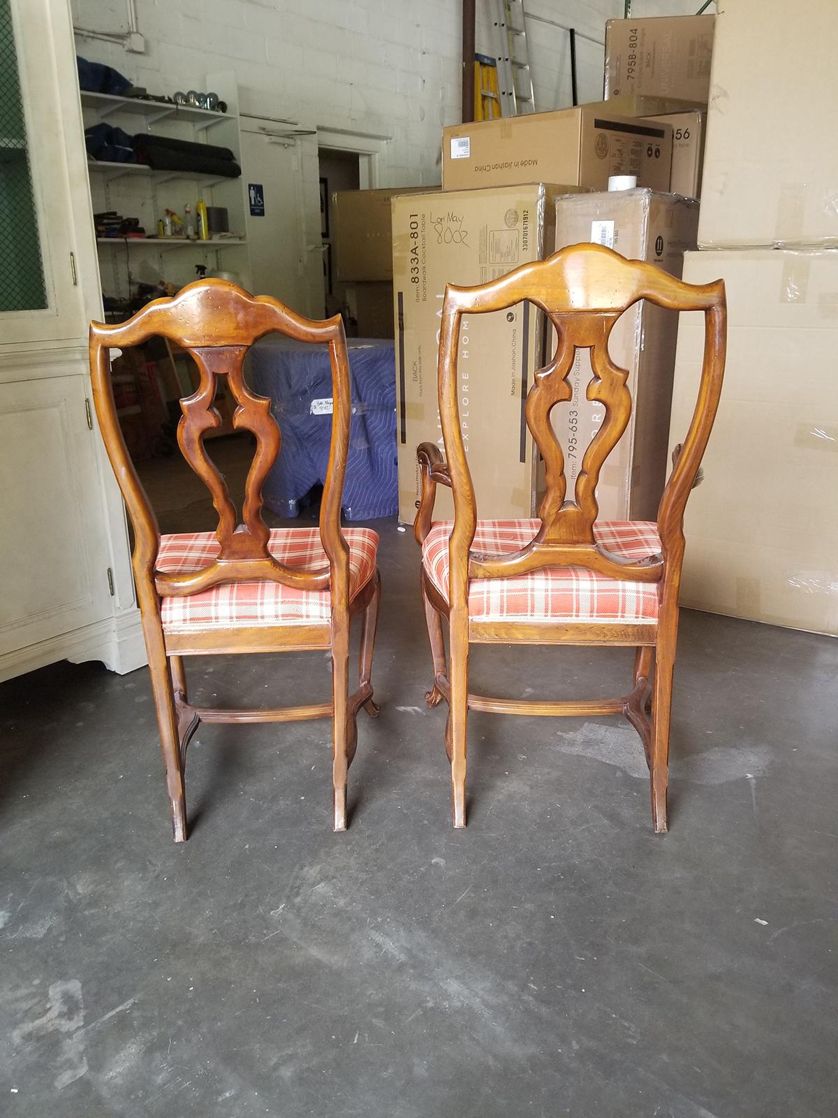 Set of 8 Mid-20th Century Italian Walnut Dining Chairs, Provenance Edith Hills 1