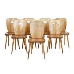 Set of 8 Mid-20th Century Scandinavian Solid Pine Dining Chairs