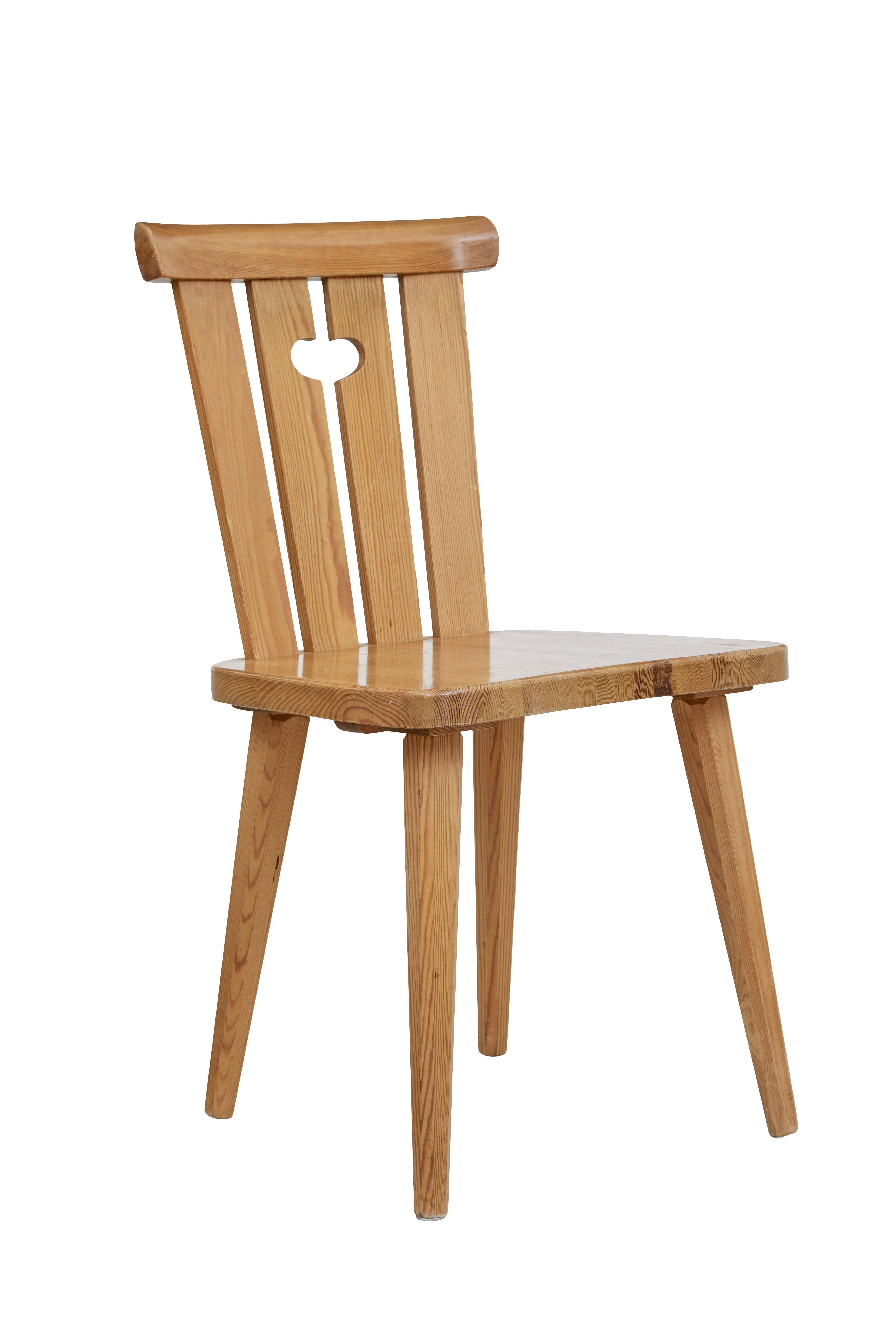 Mid-Century Modern Set of 8 Mid-20th Century Swedish Pine Dining Chairs by Svensk Fur
