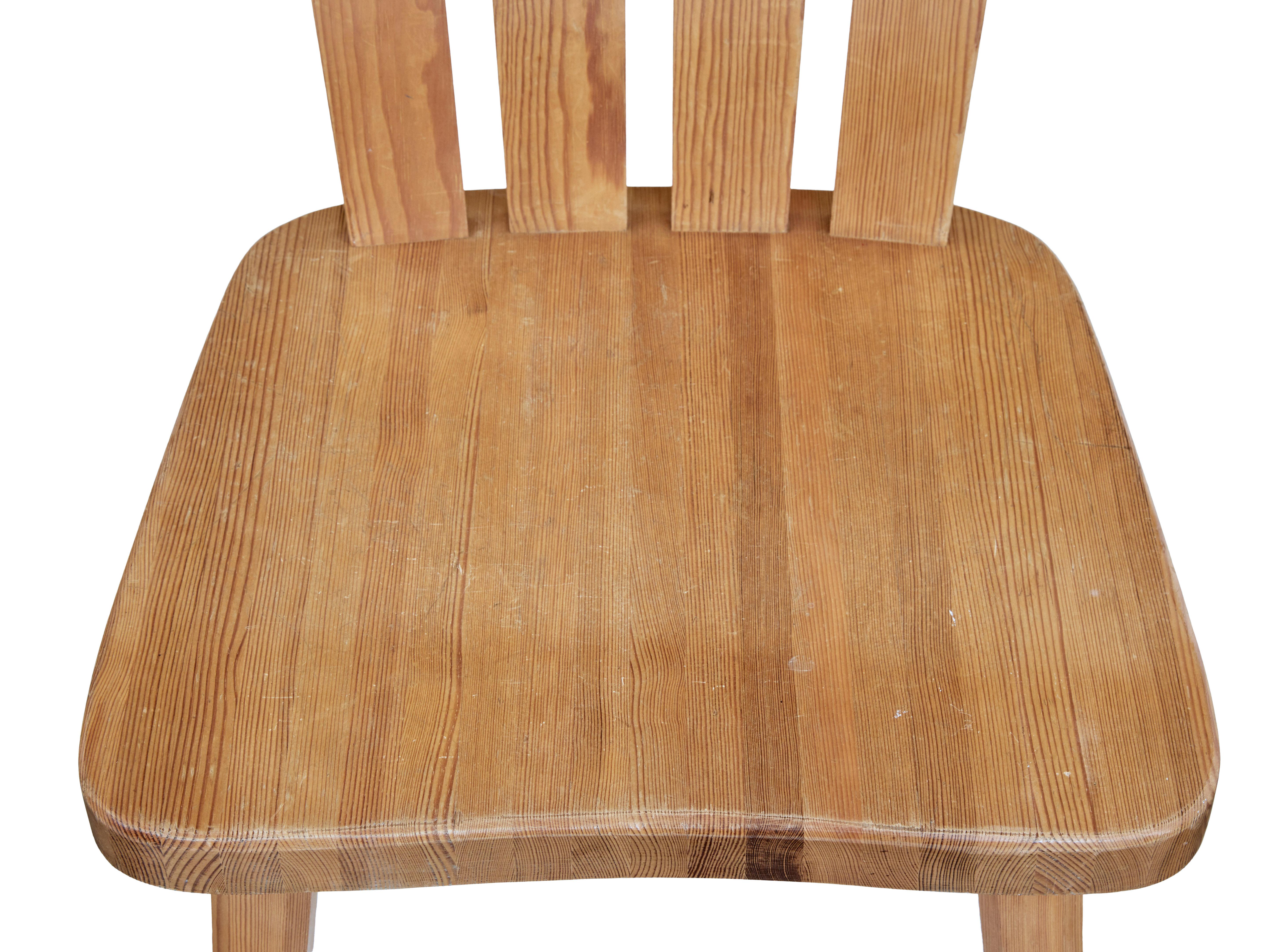 Set of 8 Mid-20th Century Swedish Pine Dining Chairs by Svensk Fur 1