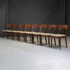 Set of 8 Mid-20th Century Teak Peter Chairs by Niels Koefoed