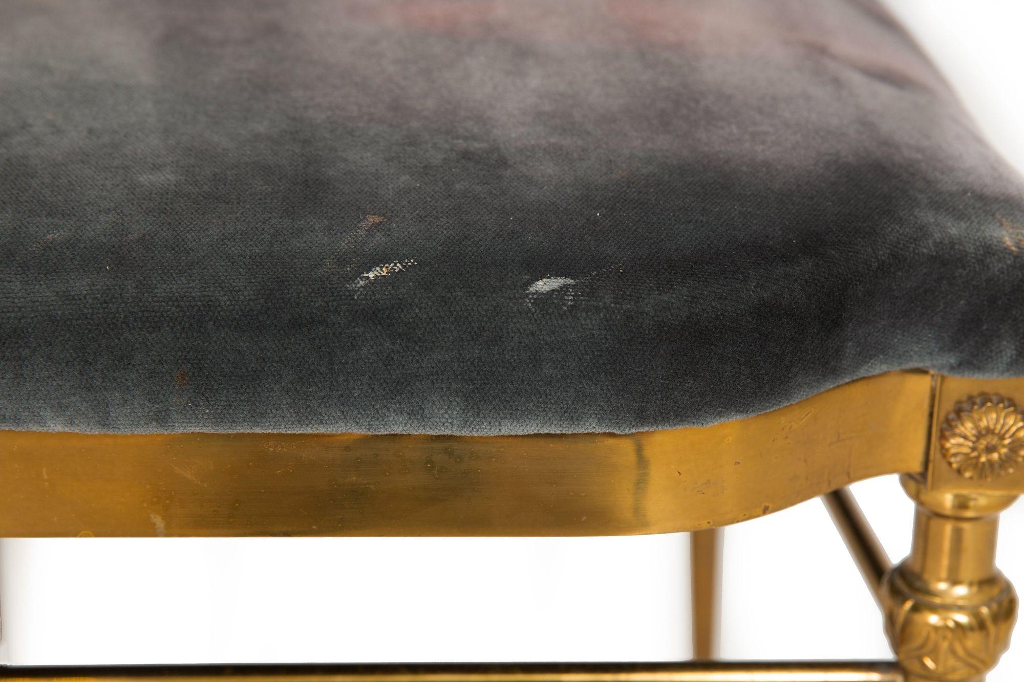 Set of 8 Mid-Century Brass Velvet Dining Chairs, Maison Jansen style ca. 1950 For Sale 11