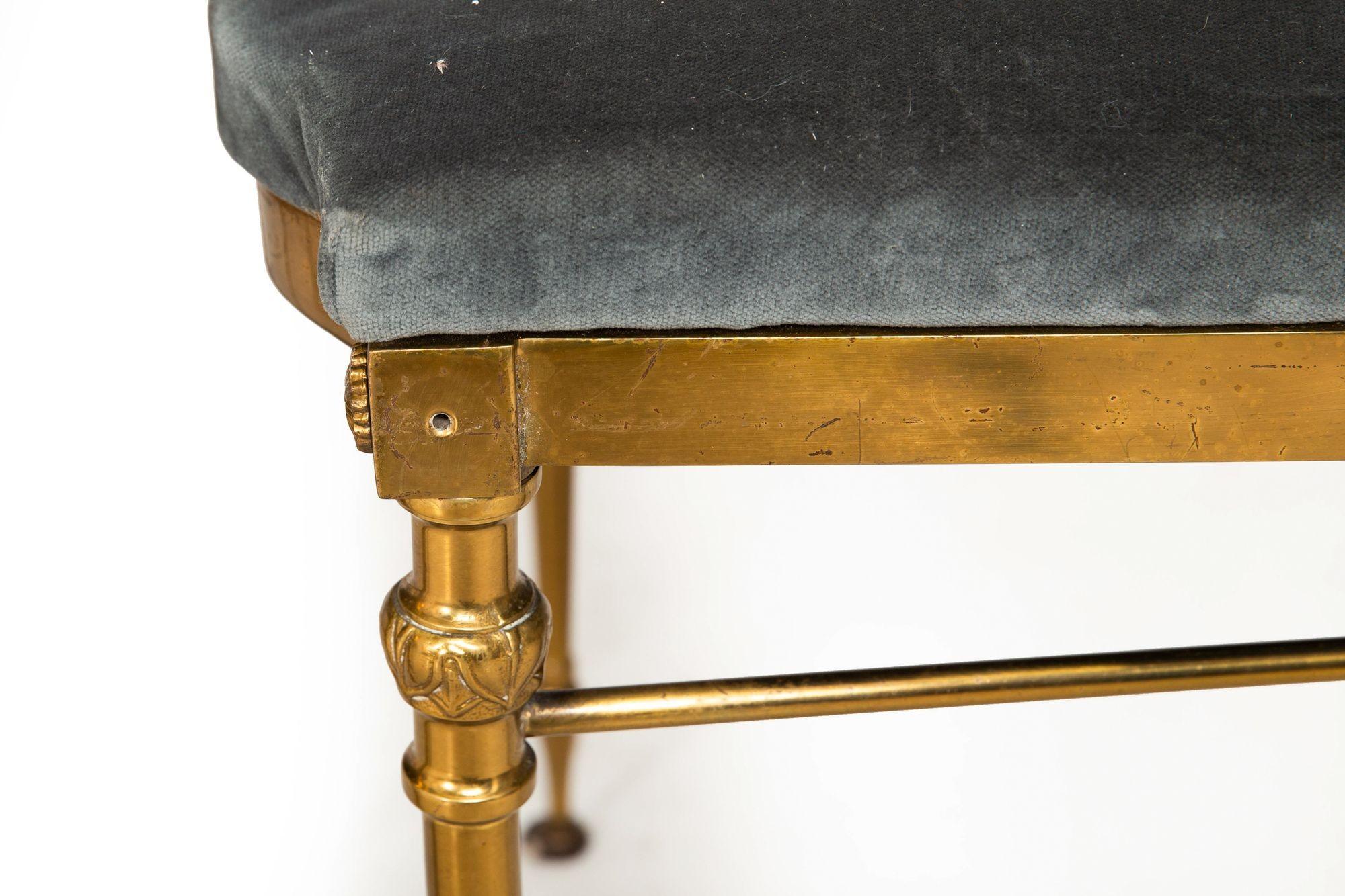 Set of 8 Mid-Century Brass Velvet Dining Chairs, Maison Jansen style ca. 1950 For Sale 13
