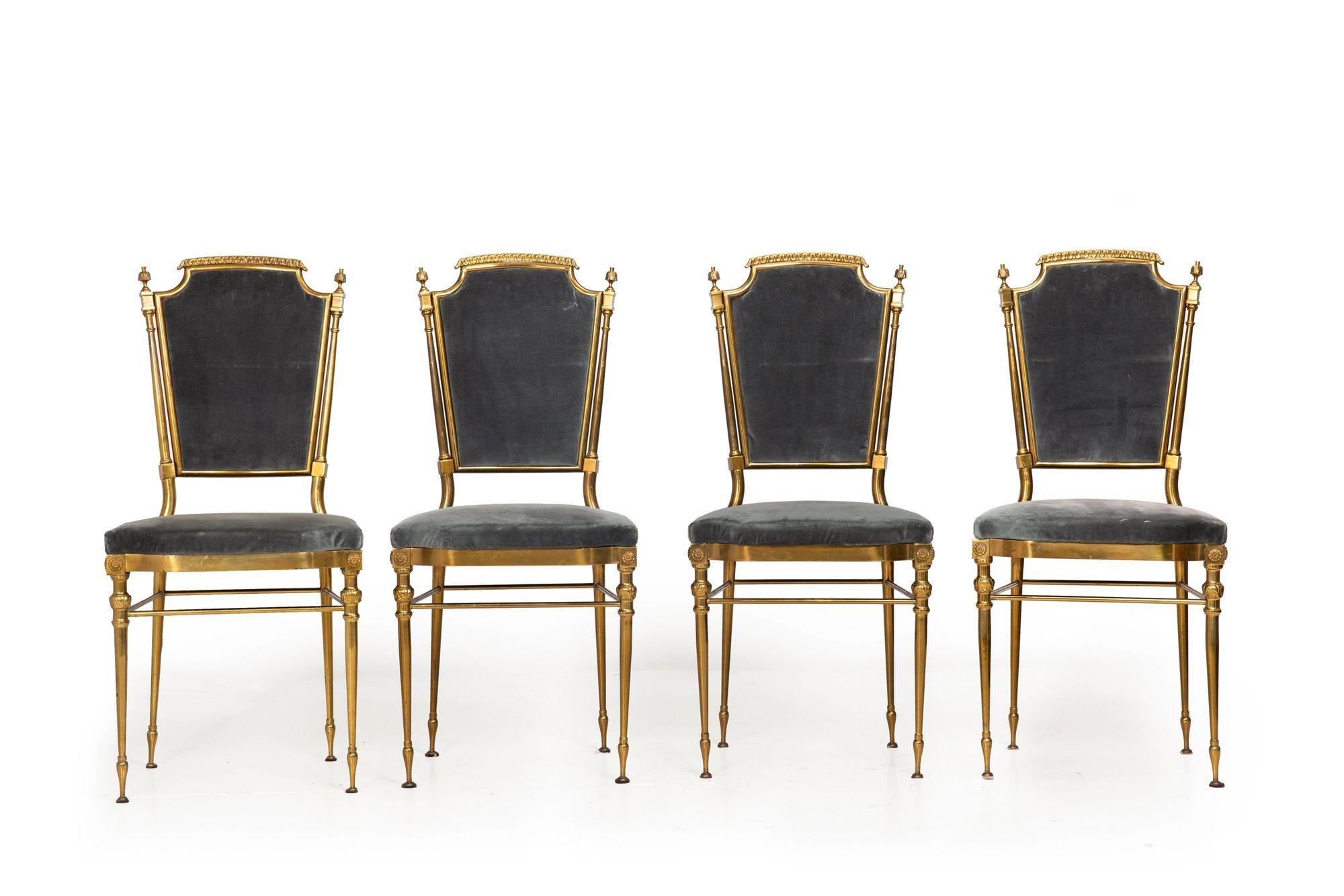 MID-CENTURY BRASS AND VELVET DINING CHAIRS
In manner of Maison Jansen, ca. 1950  set of eight

37