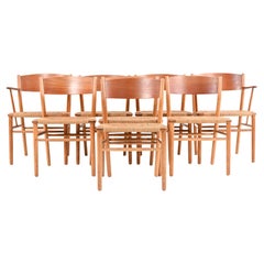 Set of 8 Mid-Century Børge Mogensen Oak & Teak Dining Chairs, Søborg Møbelfabrik