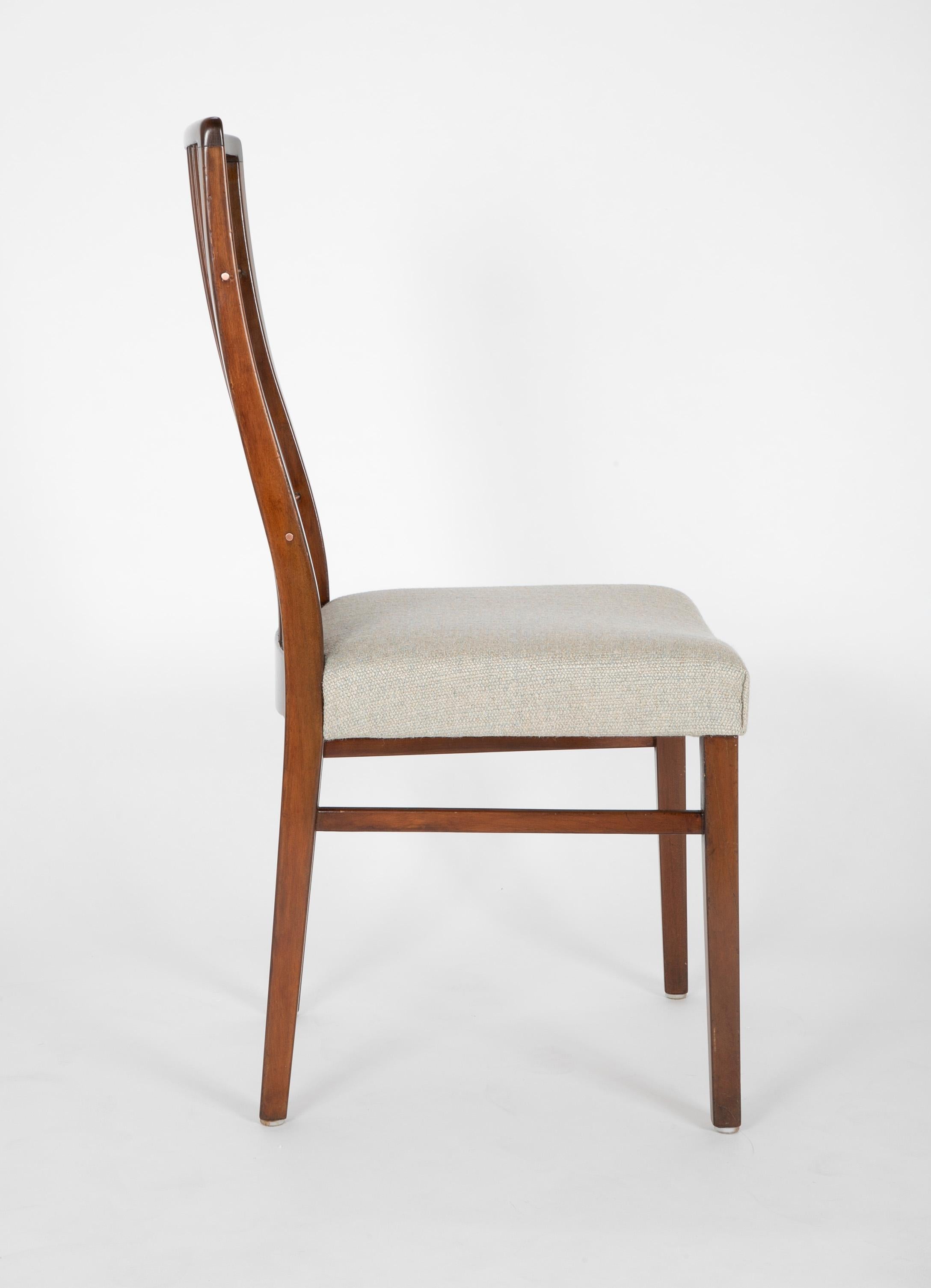 Set of 8 Mid-Century Danish Dining Chairs of Mahogany with Copper Accents For Sale 5