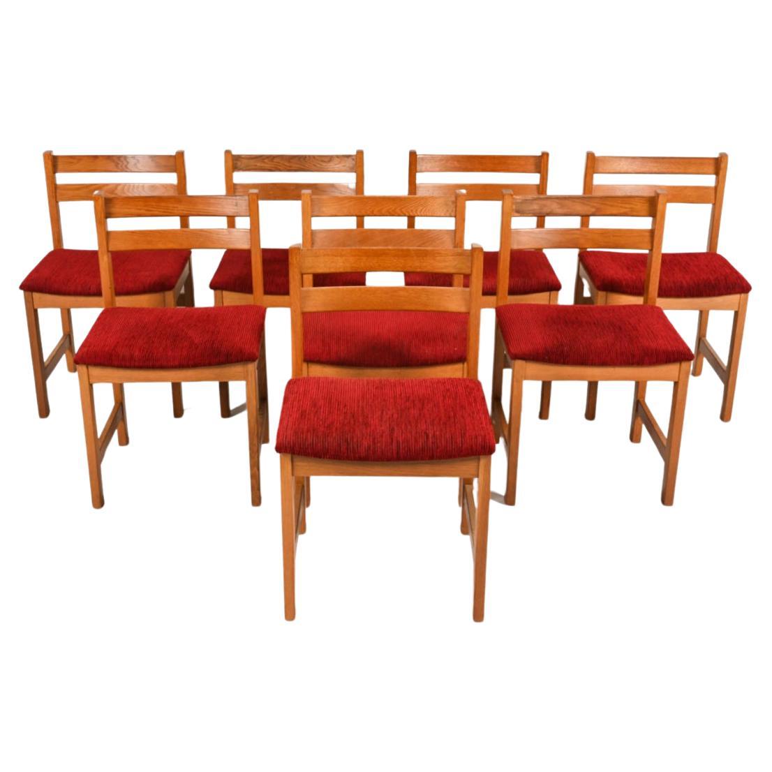 Set of 8 Mid century danish modern oak dining chairs  For Sale