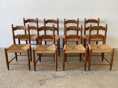 Set of 8 Mid-Century Danish Modern Oak & Seagrass Dining Chairs, Hans Dau, 1940