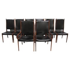 Set of 8 Mid-Century Danish Modern Rosewood Dining Chairs by Johannes Andersen